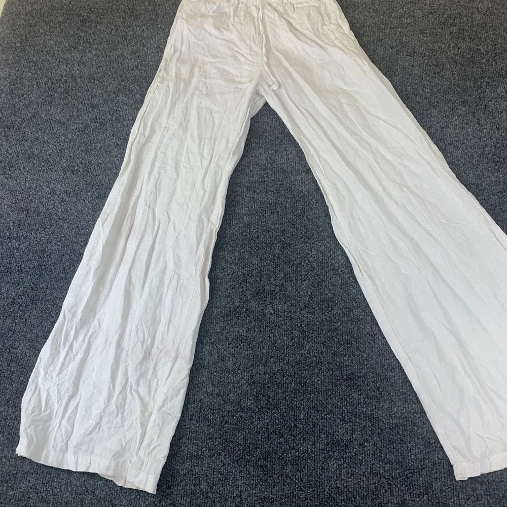 Subdued Pants Womens 22x27.5 White High Rise Drawstring Wide Leg Everyday Wear